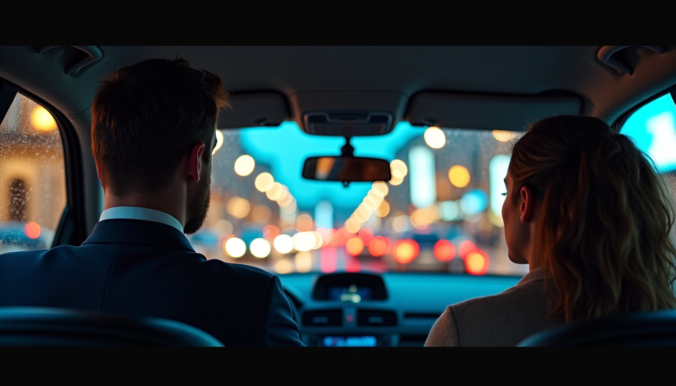 Un chauffeur de taxi G7 en pleine course avec un client à bord de son véhicule