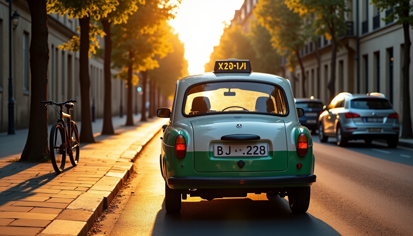 Un taxi G7 stationné dans une ville de province en France