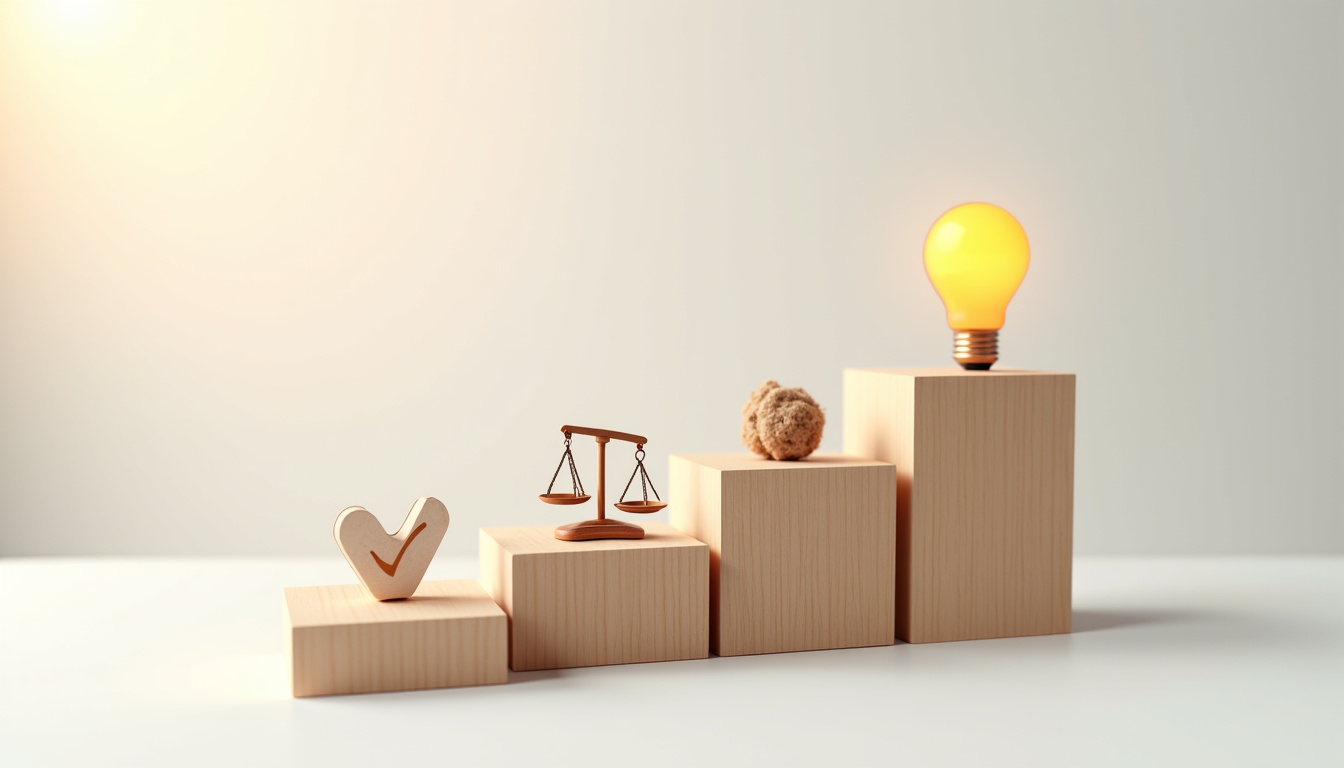 Illustration des différentes étapes d’un funnel de vente: prise de conscience, intérêt, considération, décision, fidélisation