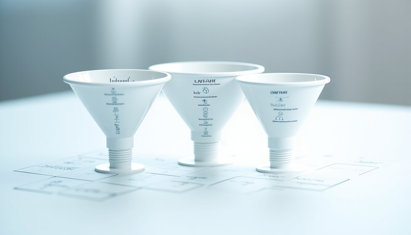 Comparaison visuelle des différents types de funnel de vente: inbound, AARRR, TOFU/MOFU/BOFU
