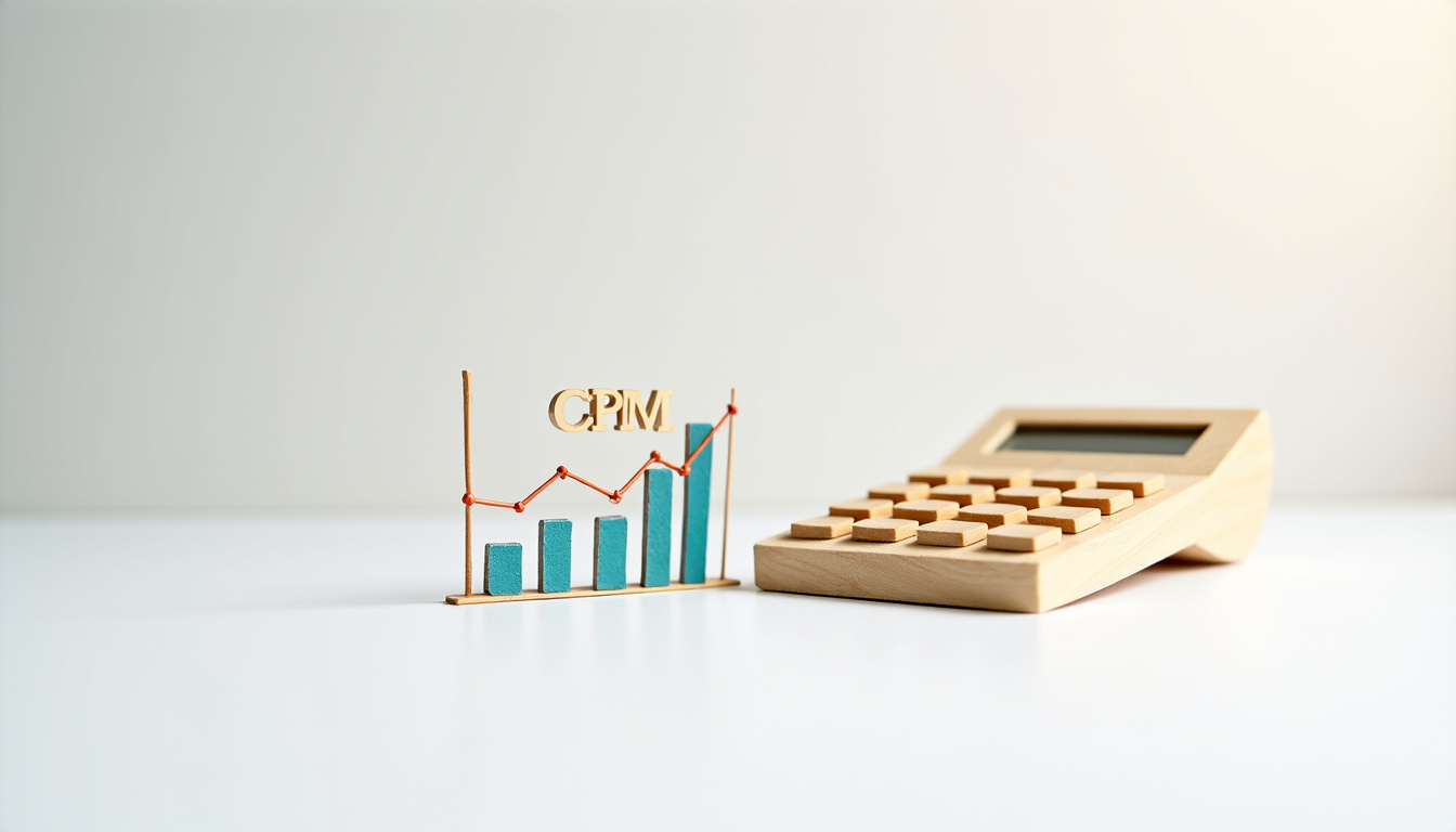 Calculatrice affichant des chiffres de campagne publicitaire avec graphique CPM