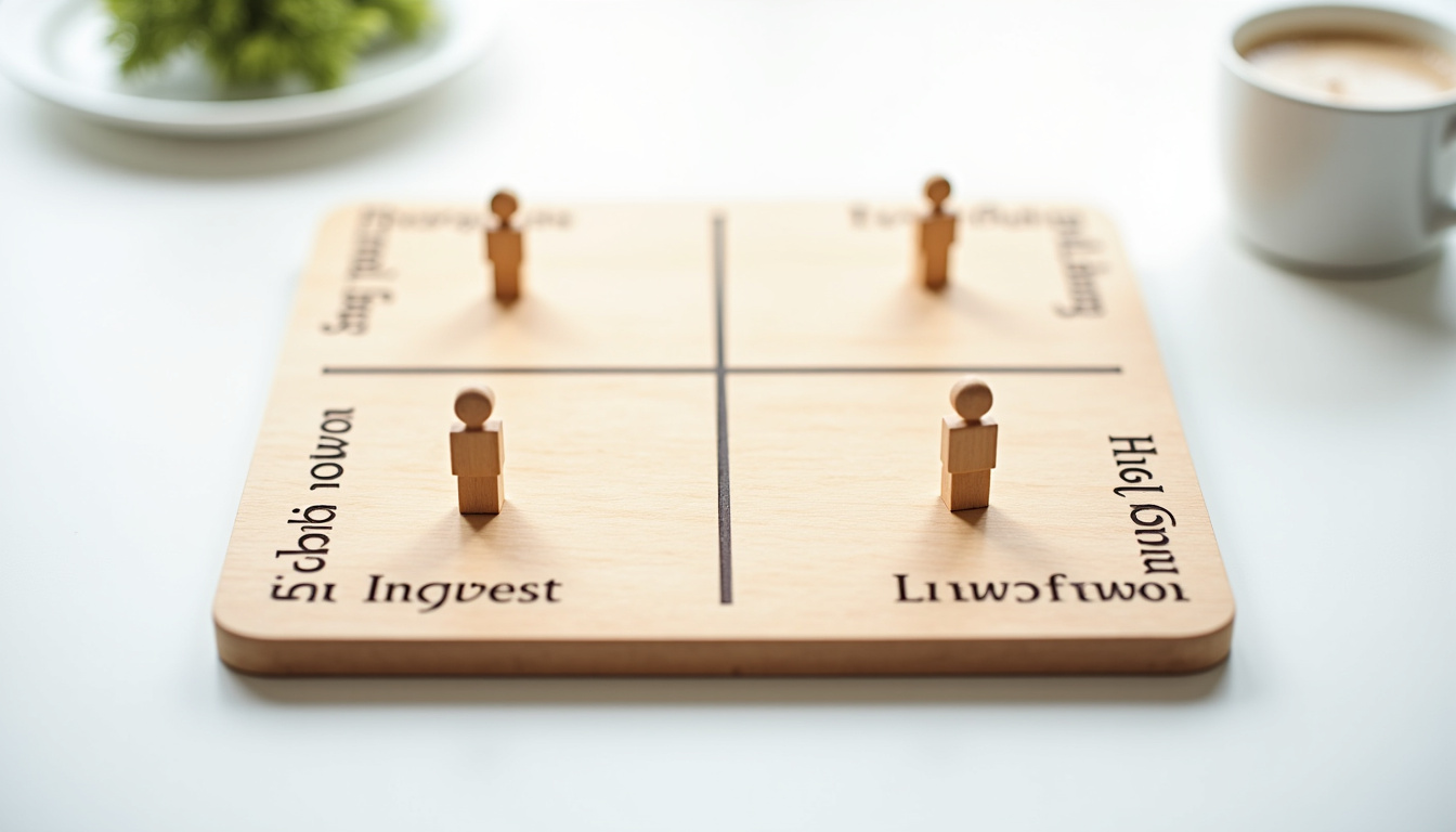 Matrice pouvoir/intérêt utilisée pour cartographier les parties prenantes d'une entreprise