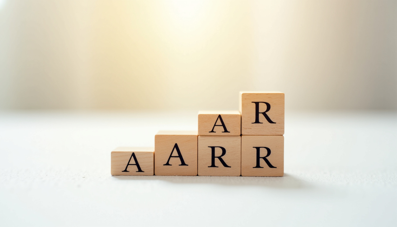 Représentation visuelle du framework AARRR avec les cinq étapes: Acquisition, Activation, Rétention, Revenu, Recommandation