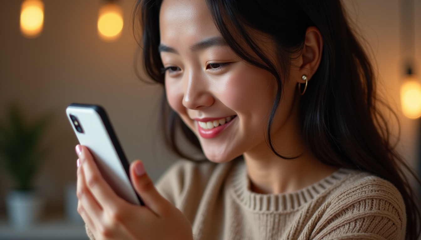 Utilisatrice montrant le sticker lien sur son smartphone pendant la création d'une Story Instagram