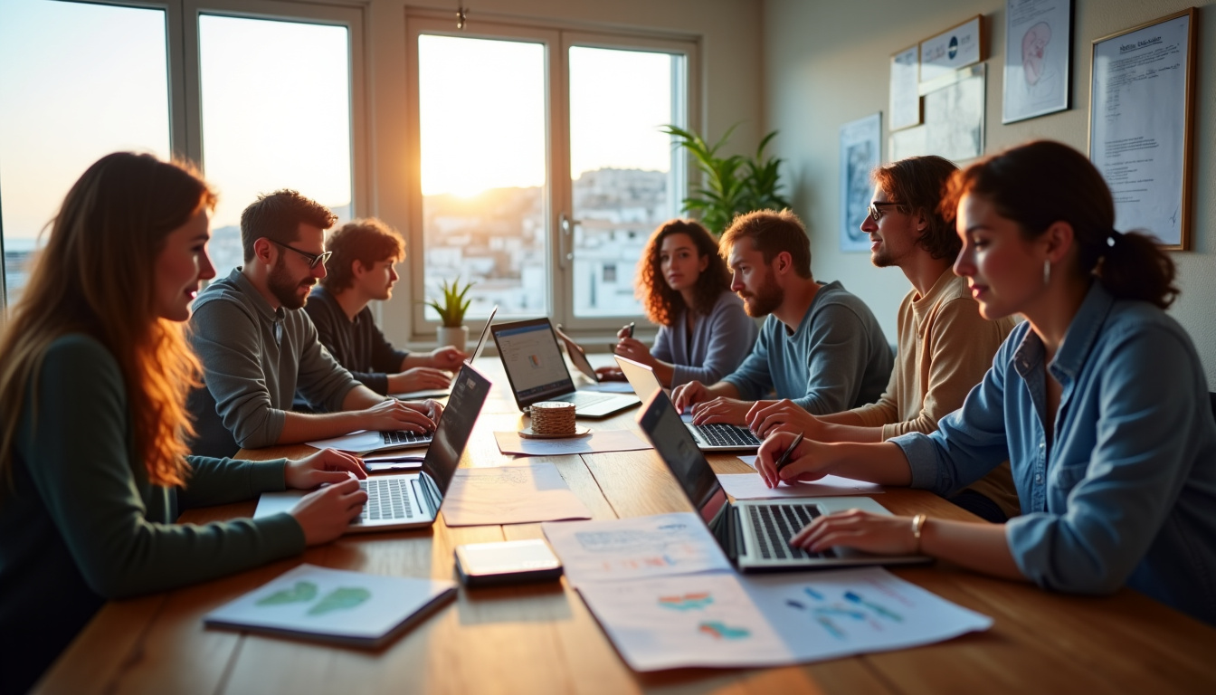 Équipe de création de contenu en train de travailler sur des supports pour une stratégie de lead nurturing à Marseille