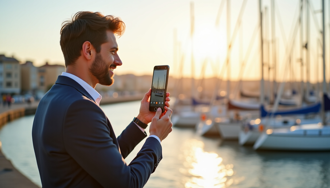 Entrepreneur marseillais filmé lors d'une vidéo de storytelling pour son entreprise locale