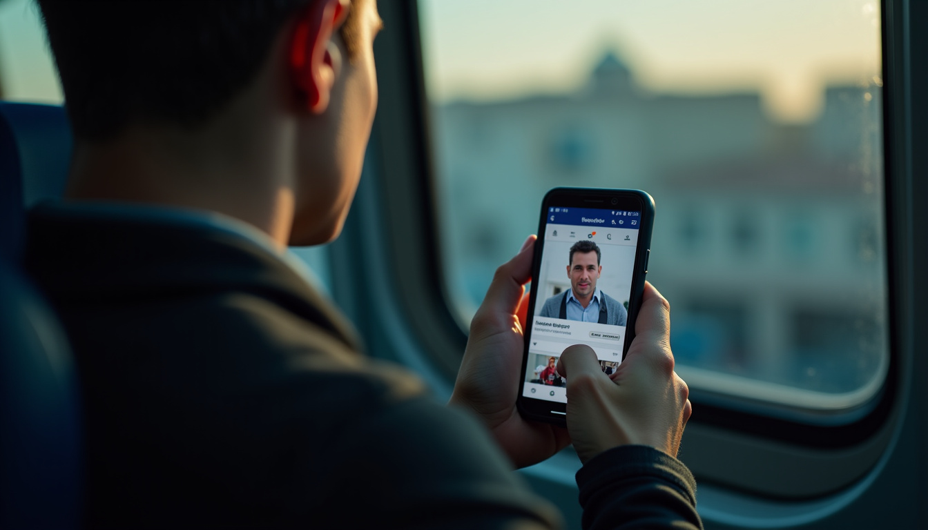 Personne consulte son smartphone dans le métro de Marseille, visionnant une vidéo Facebook sans le son