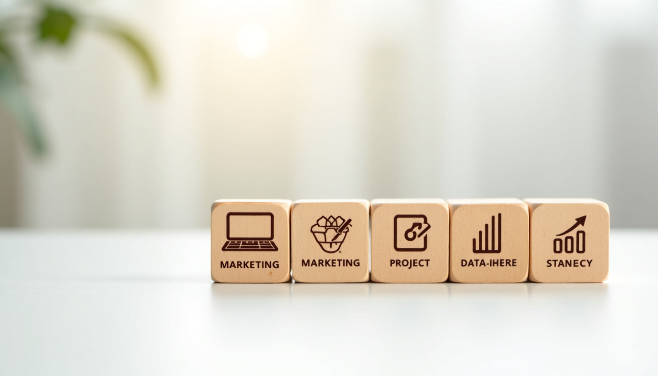 Les quatre pôles principaux de Marqueting.fr: marketing digital, gestion d