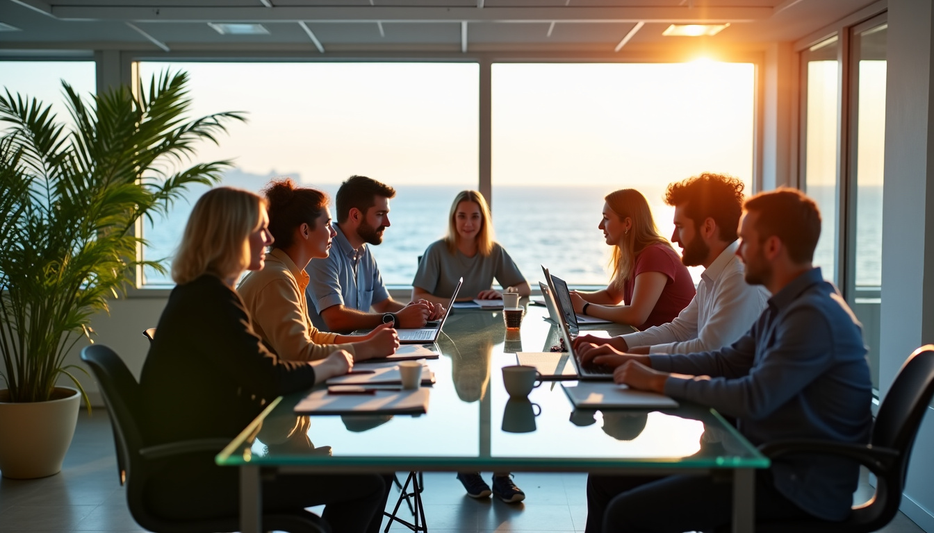 Réunion de stratégie digitale dans une agence de communication à Marseille