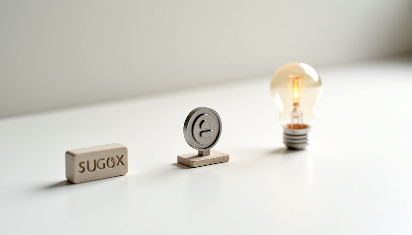 Illustration montrant la différence entre un slogan, un logo et l'identité de marque, avec des flèches indiquant leur complémentarité