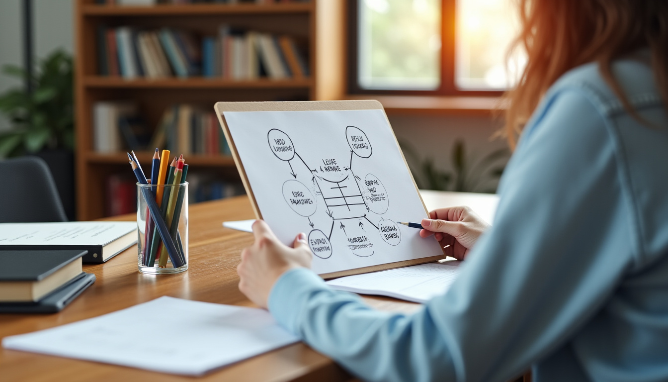 Personne en train de structurer une histoire sur papier autour d'une table