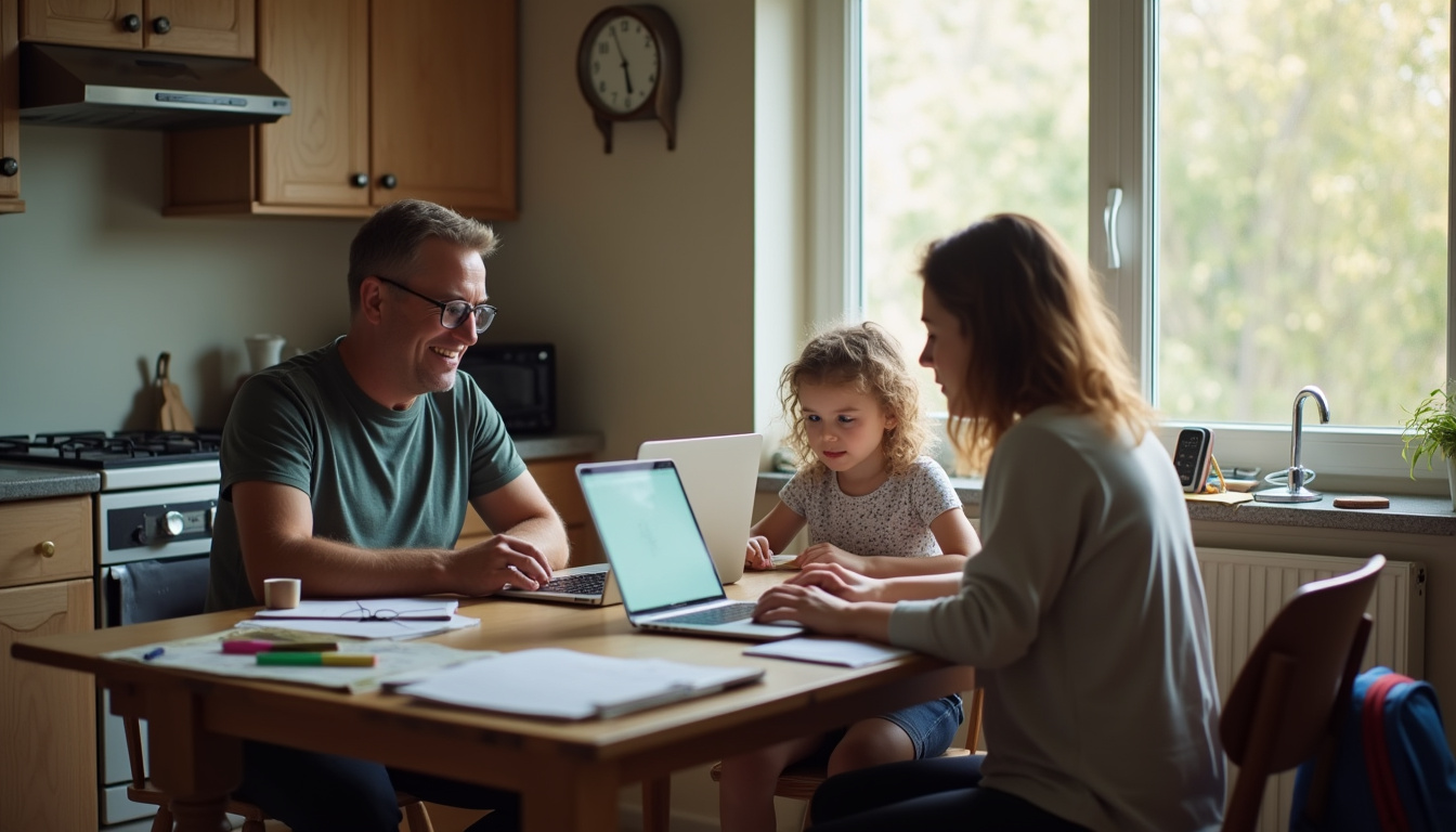 Collaborateurs de la Société Générale jonglant entre trajets, école, crèche et télétravail