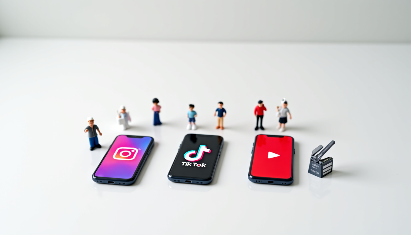 Répartition des types de contenu selon les plateformes sociales: Instagram, TikTok, YouTube